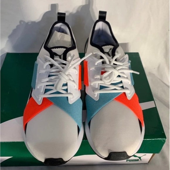 Puma Muse X2 Gloss Shoes New With Box White Black Milky Blue Womans 6.5 , 9.5 - Picture 8 of 11